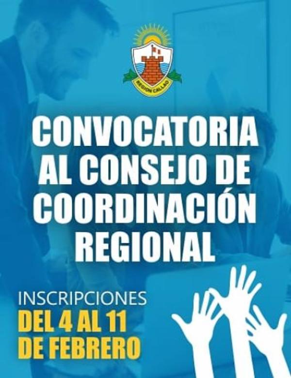 GOBIERNO REGIONAL DEL CALLAO CONVOCA A LA SOCIEDAD CIVIL A PARTICIPAR EN EL CONSEJO DE COORDINACIÓN REGIONALImagen del título: 
